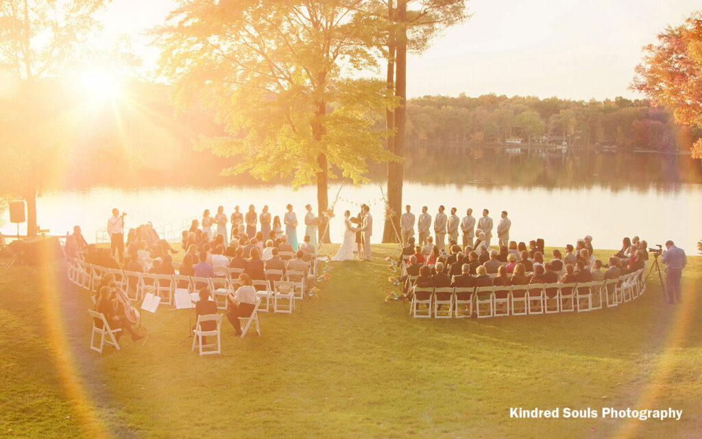 The view of a Pennsylvania wedding ceremony at a Poconos resort.